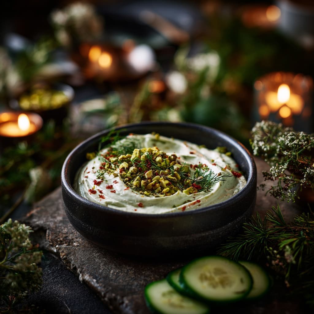 Groene feta-dip met kruiden