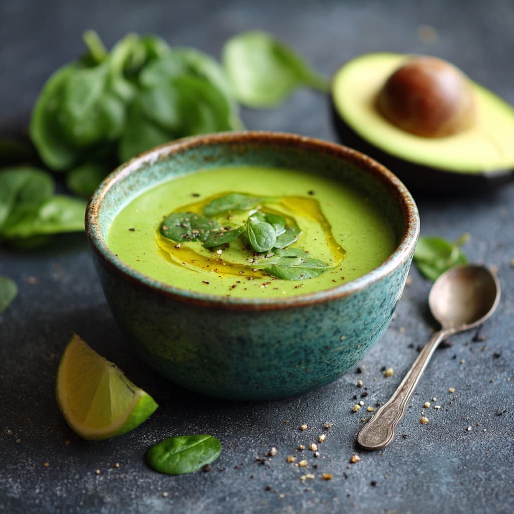 Koude avocado-spinaziesoep