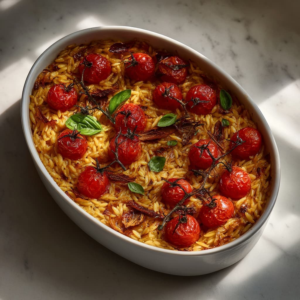 Orzo met tomaat-lauriersaus