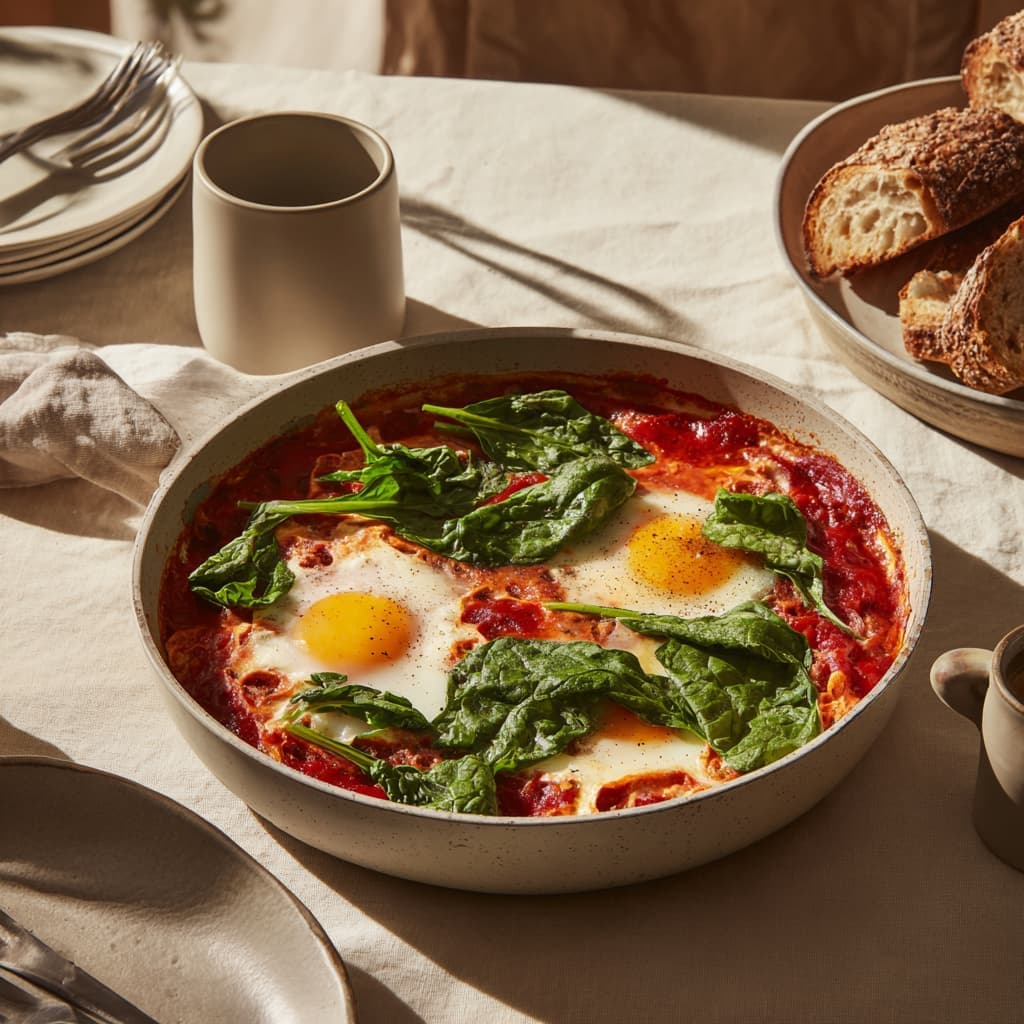 Shakshuka Light met Spinazie