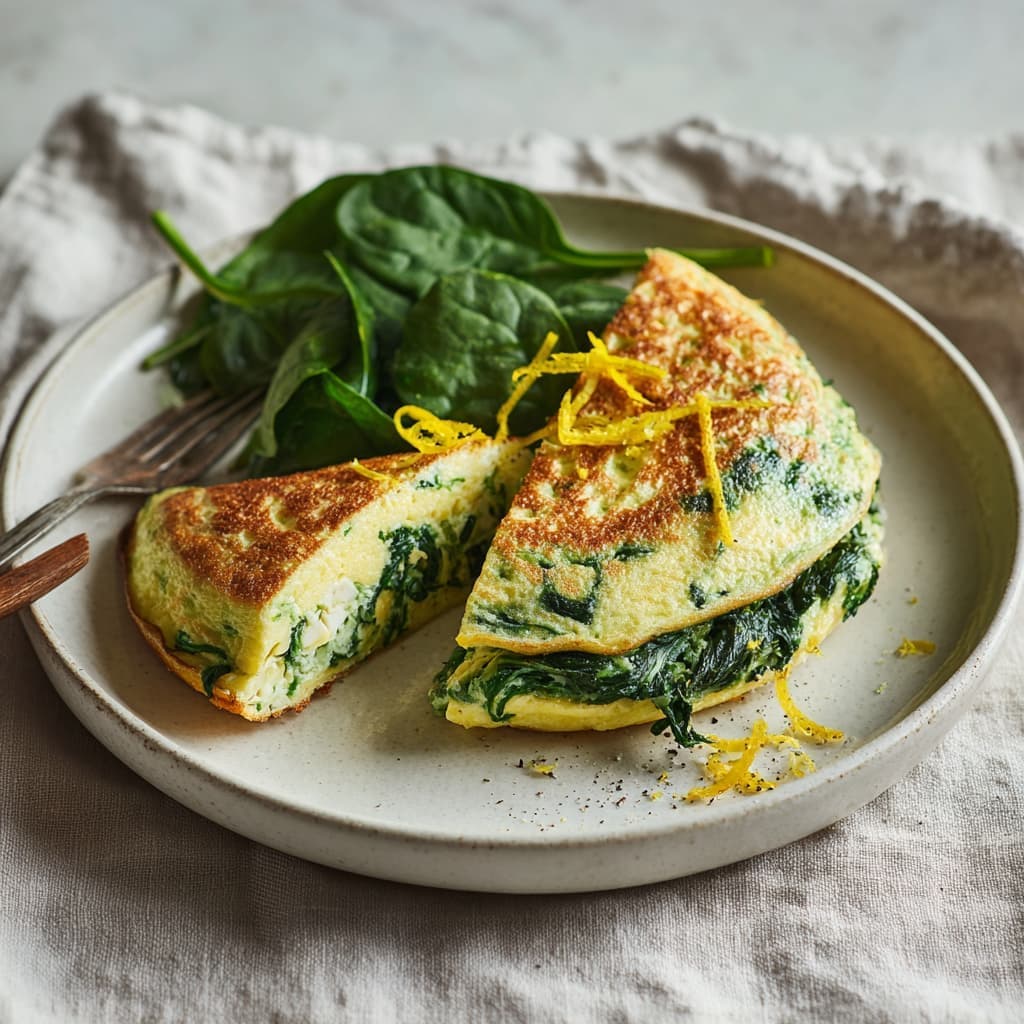 Soufflé-omelet met spinazie
