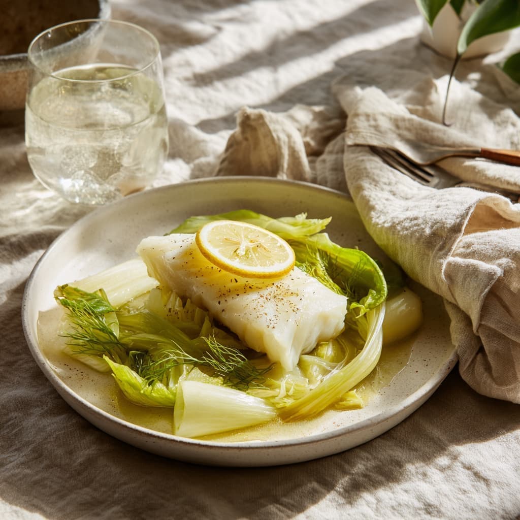 Steamed Cod with Leek