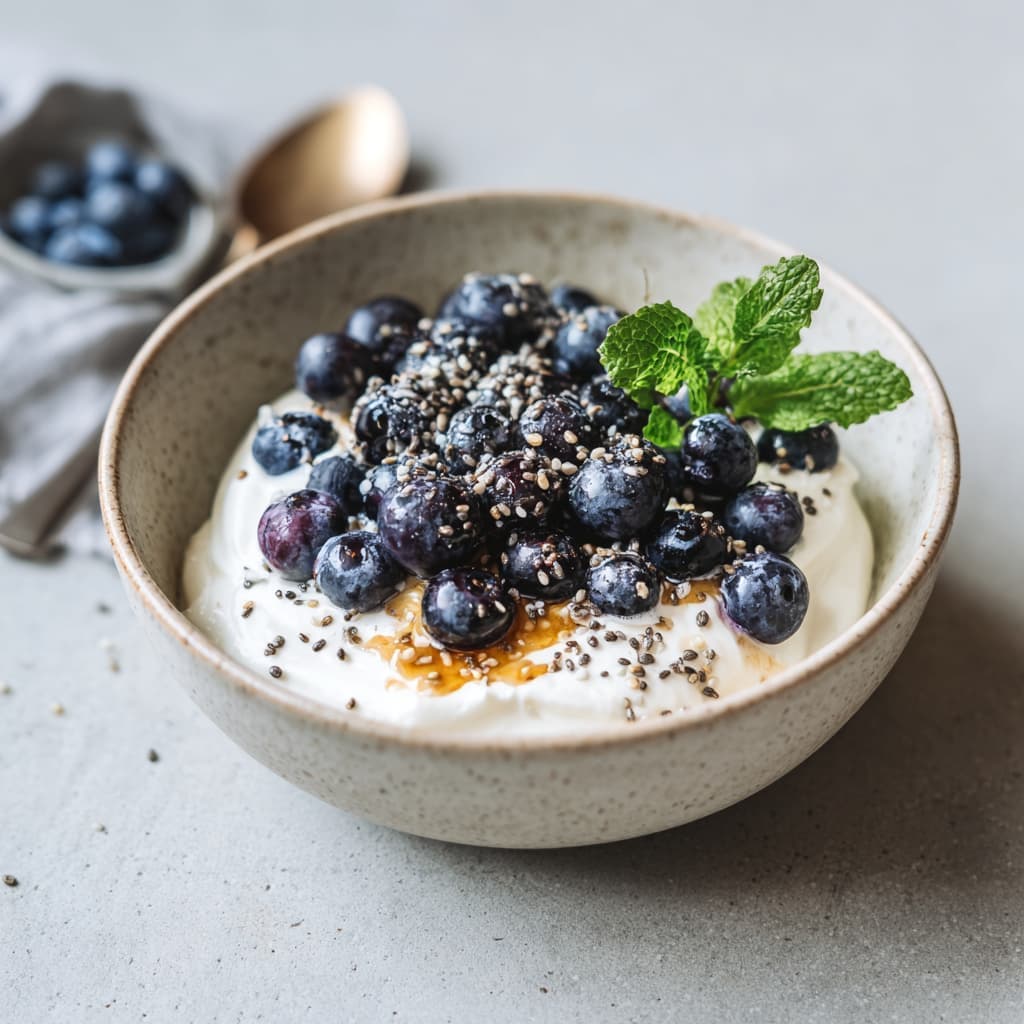 Yoghurt met bosbessen
