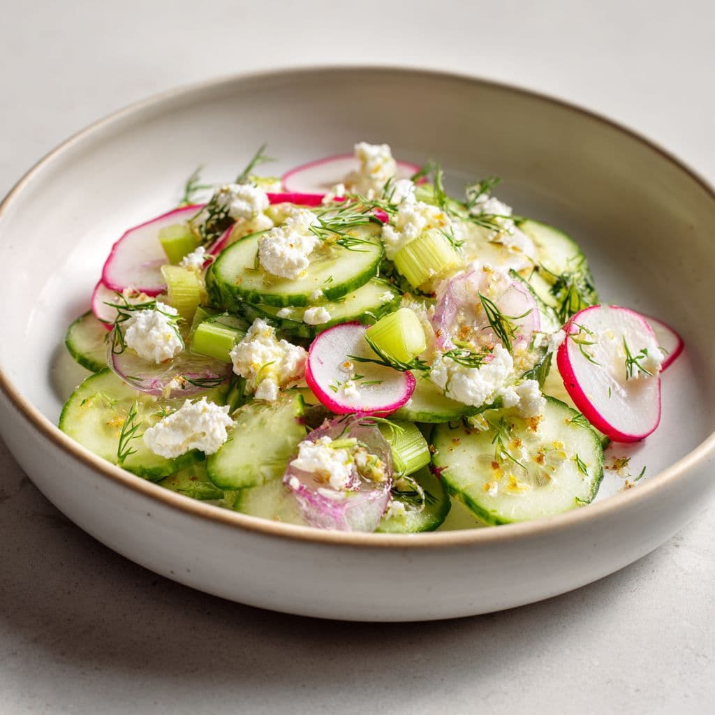 Cucumber Radish Salad with Goat Cheese and Herbs