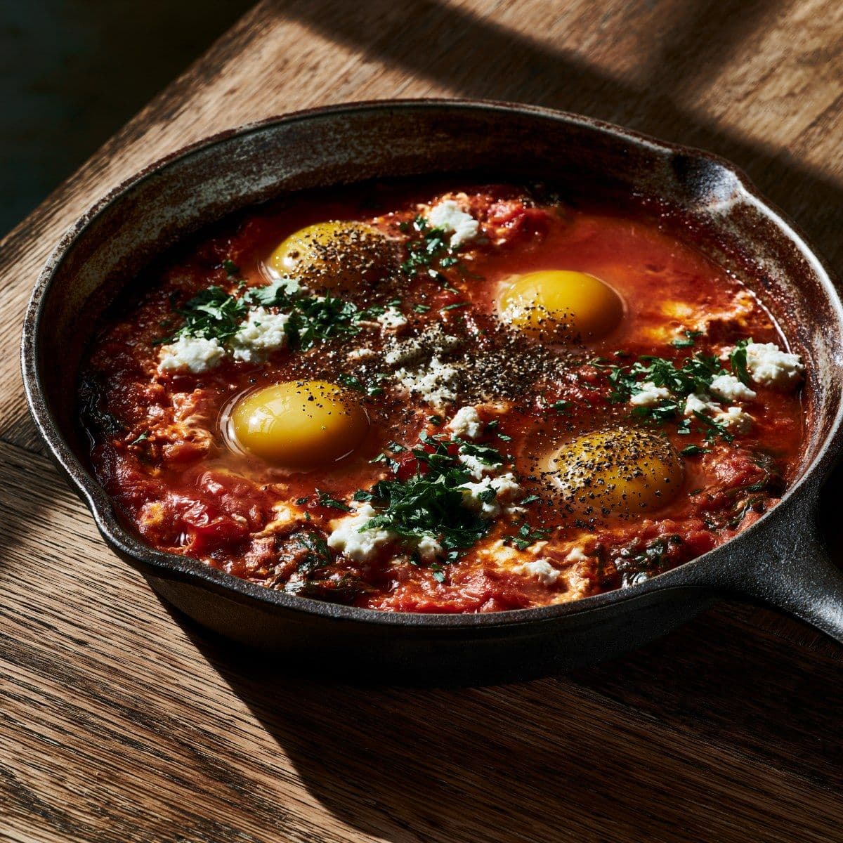 Mediterrane Shakshuka met spinazie & feta