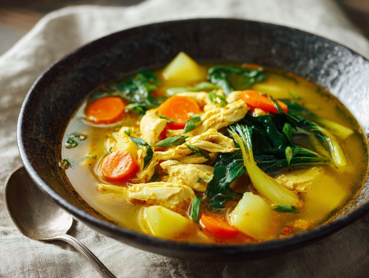 Curry Soup with Chicken, Bok Choy, and Potato