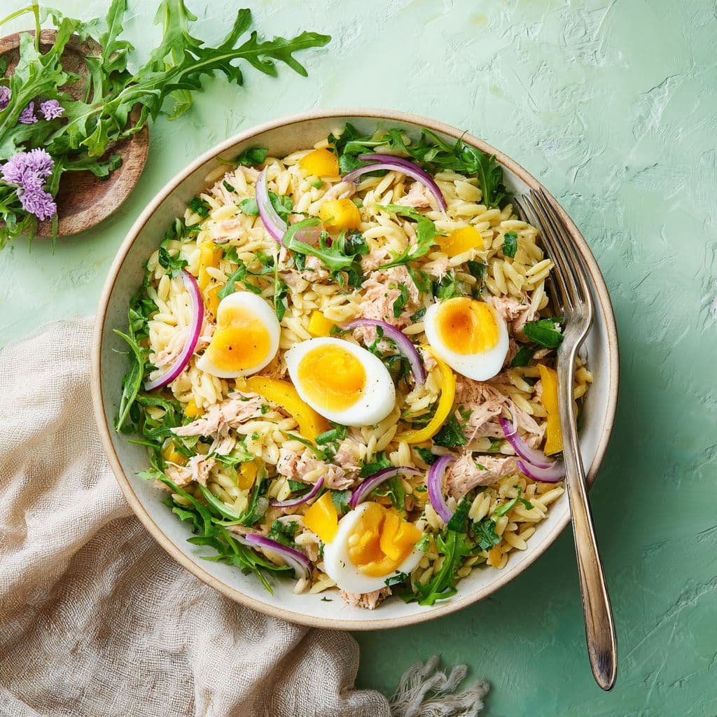 Pasta Salad with Tuna, Egg, and Vegetables
