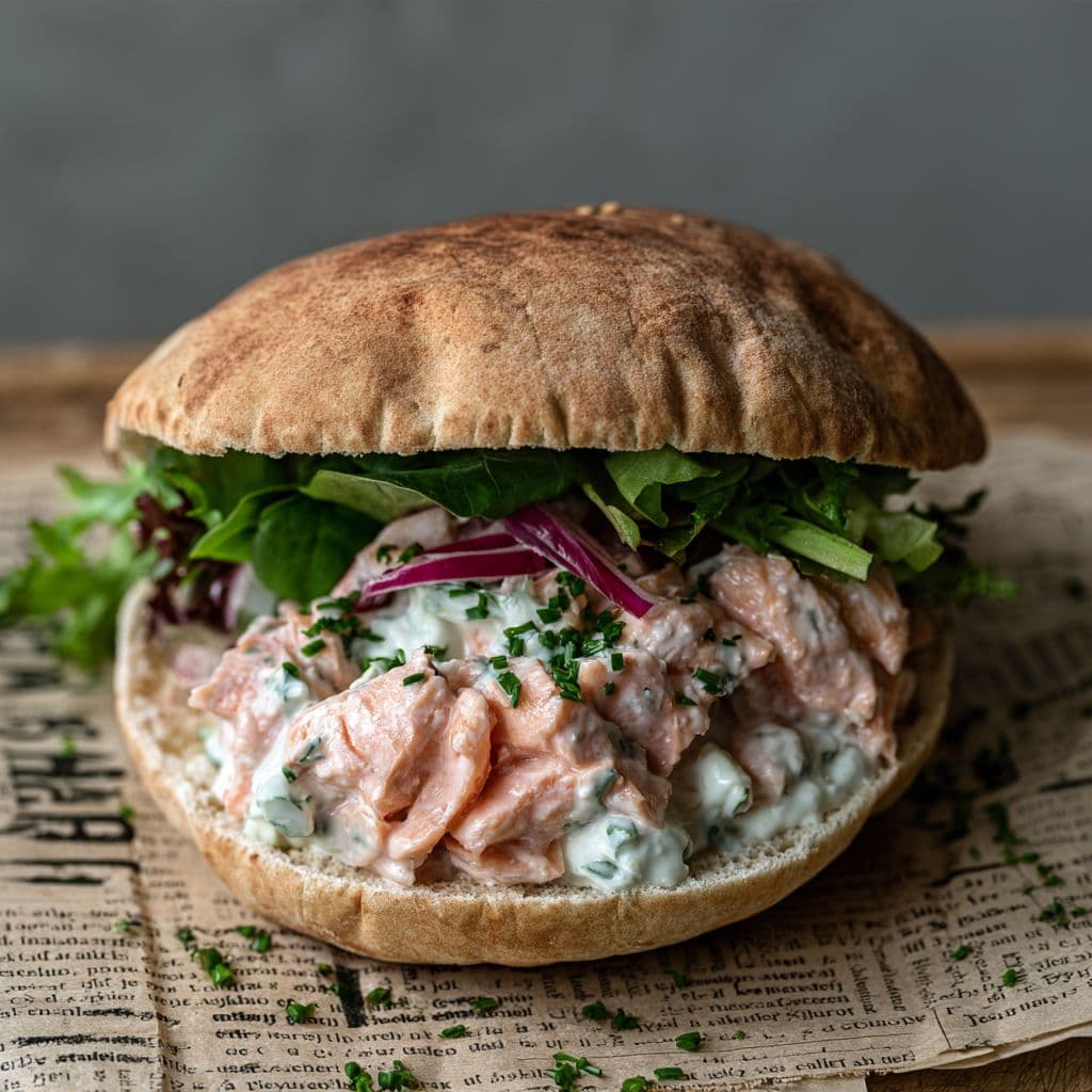 Volkoren pita met frisse zalmsalade
