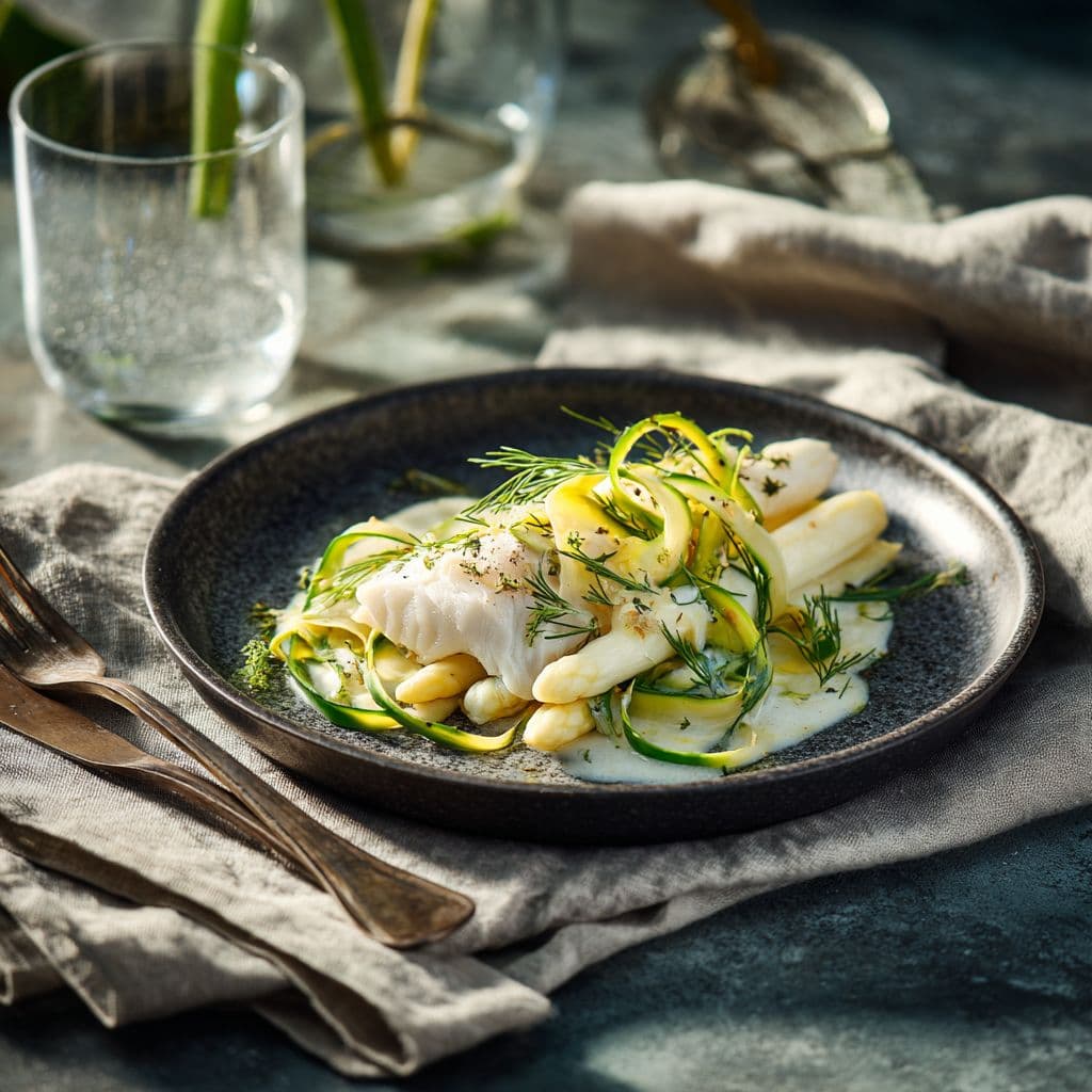 White Asparagus with Fish and Light Sauce