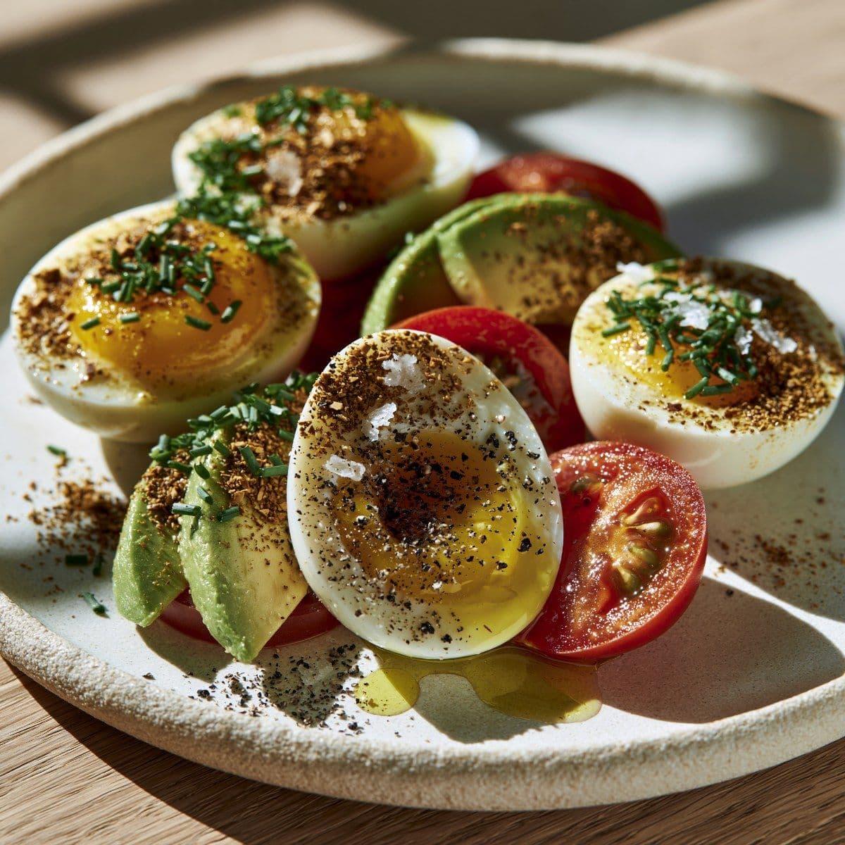 Soft-Boiled Eggs with Avocado, Tomato & Dukkah